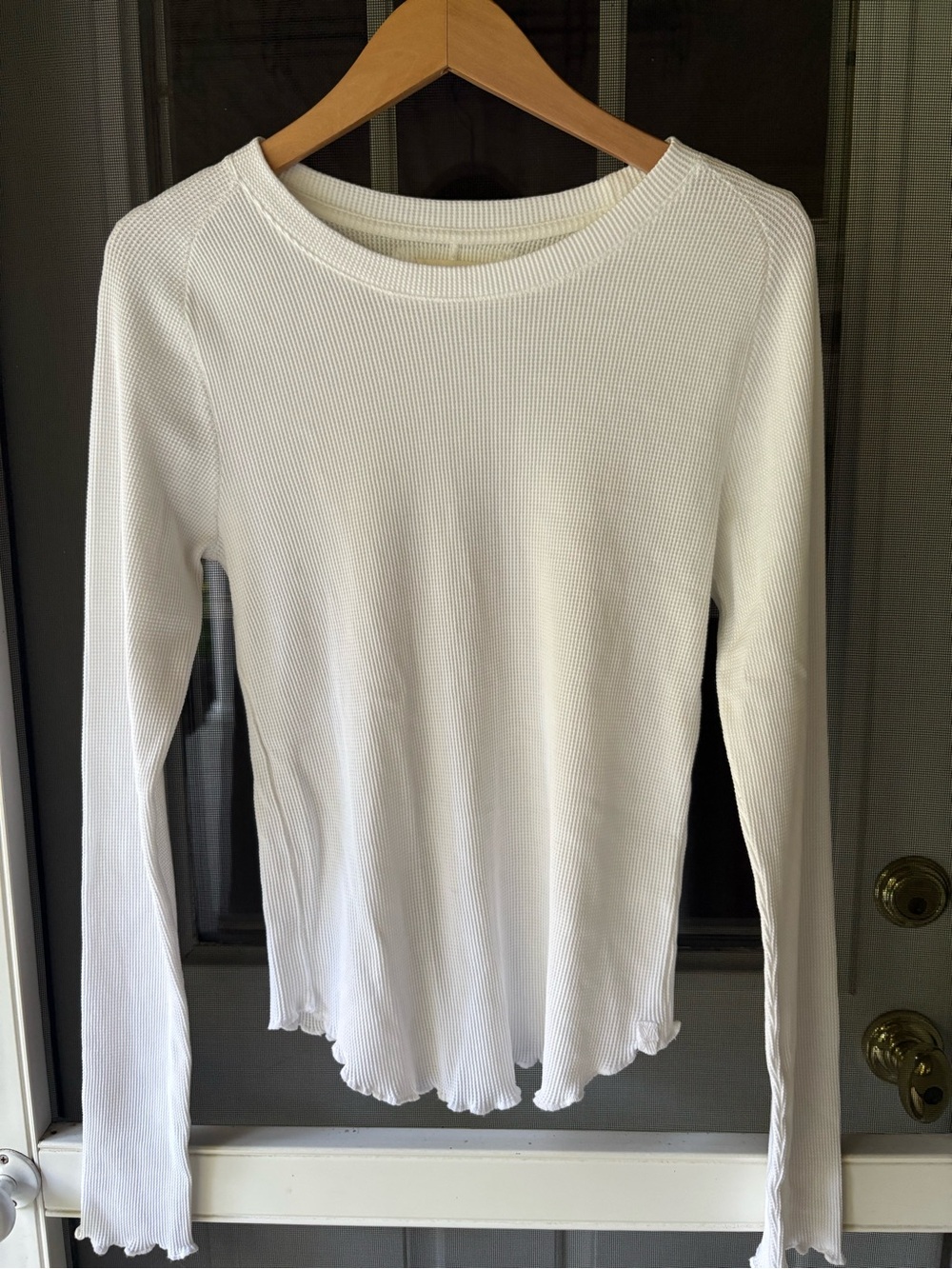 We The Free White Waffle Knit Long-Sleeve Top